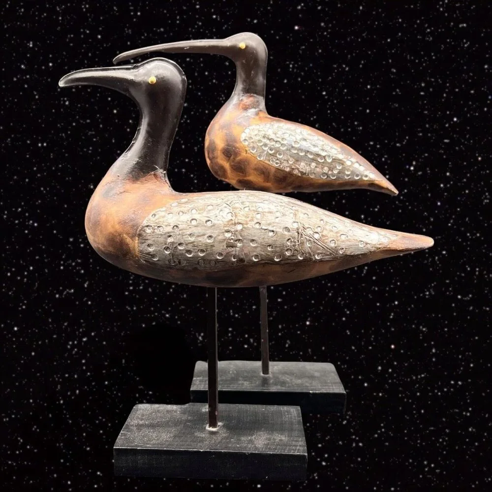 Pier 1 Shore Bird Set 2 w‎ Jewels Stones Decoration 8.25”T 7”W Lot Animals
